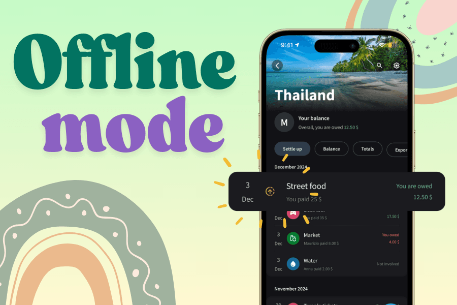 Adding an expense in Splital without internet connection.