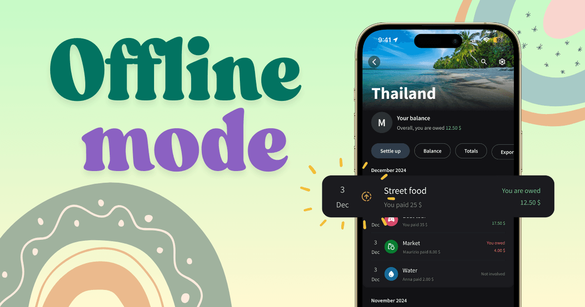 Adding an expense in Splital without internet connection.