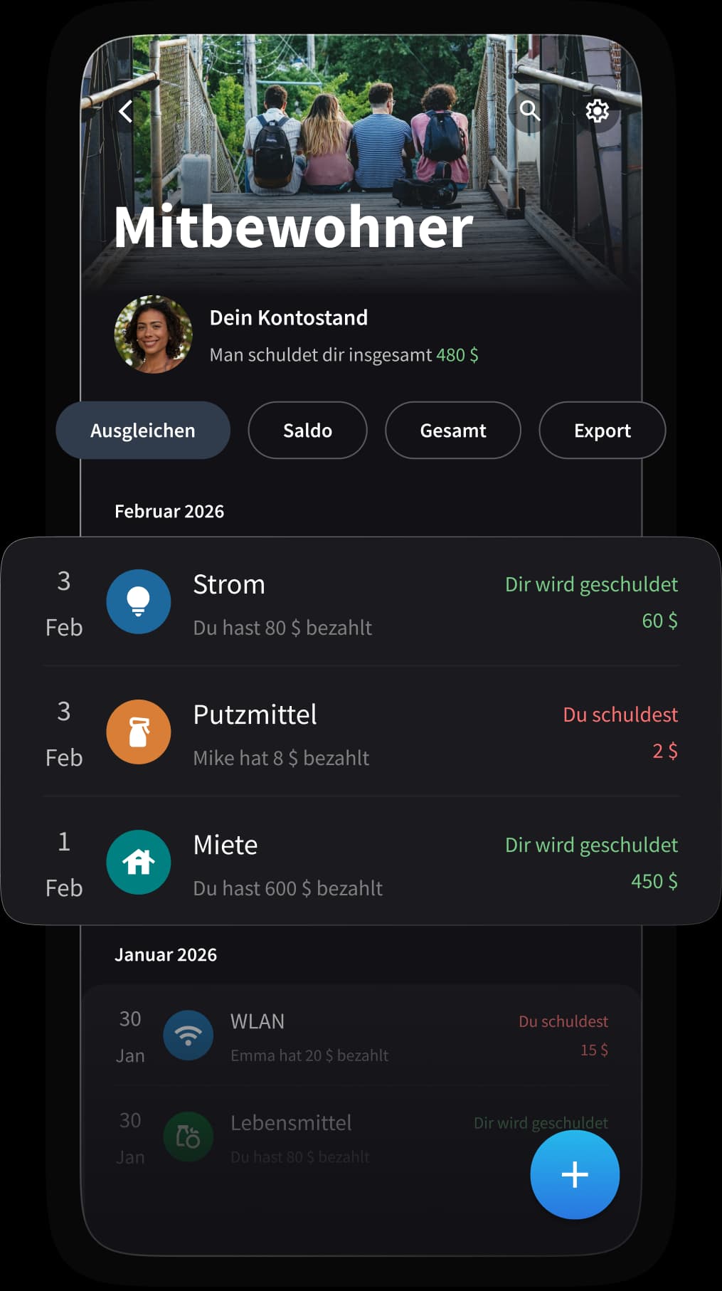 Mitbewohner teilen gemeinsame Haushaltsausgaben.