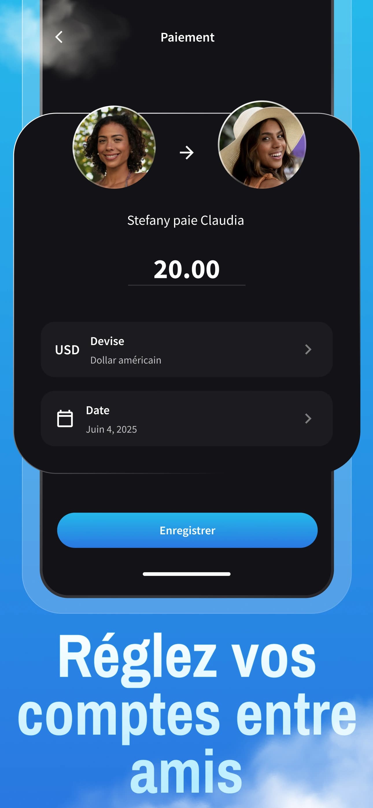 Écran de règlement des comptes
