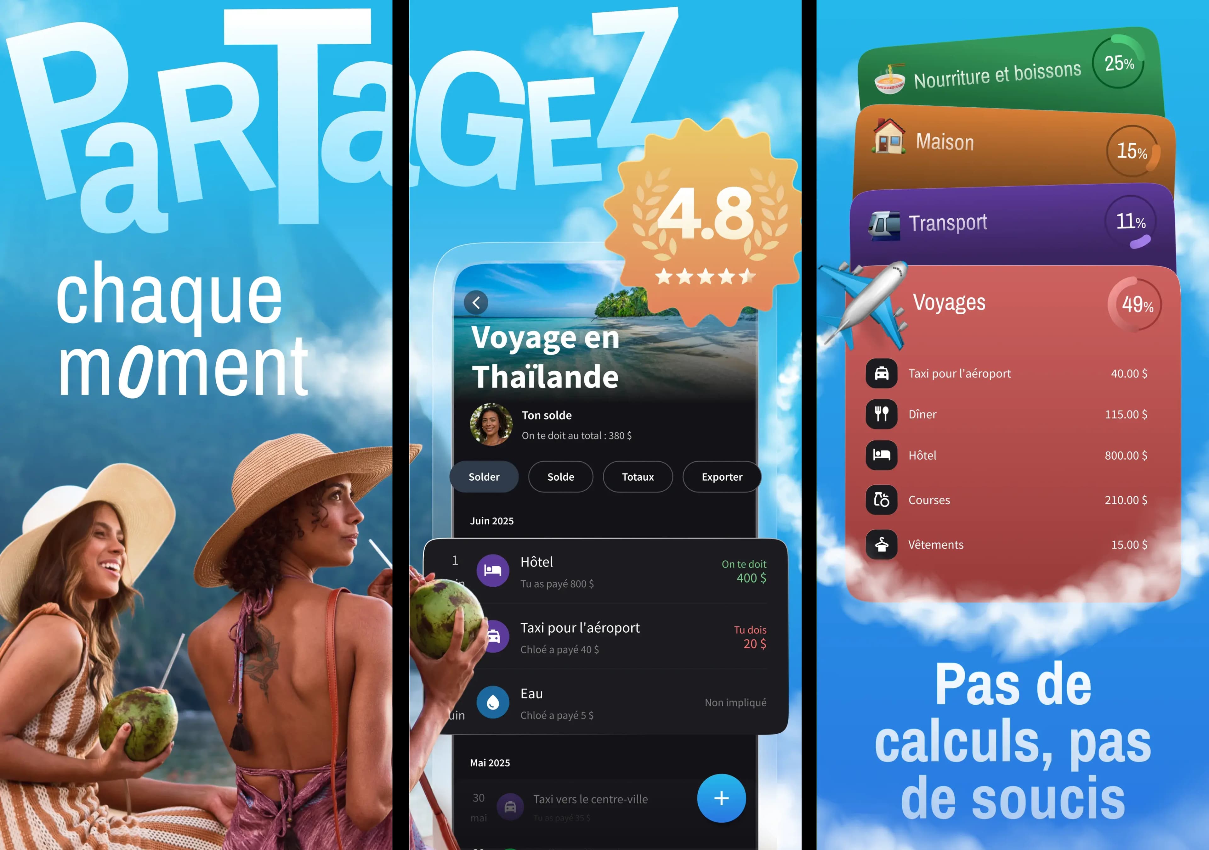 Splital, une alternative gratuite à Splitwise, partageant des dépenses communes entre amis sur iPhone et Android.