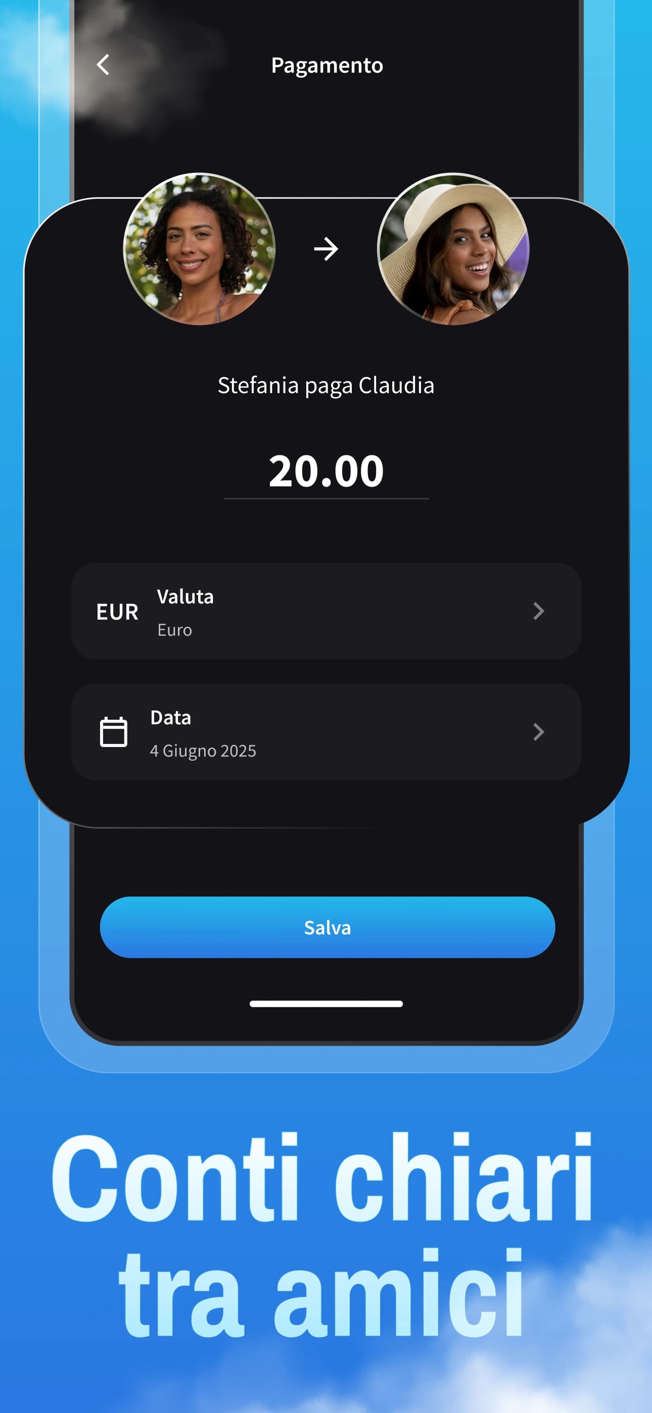 Schermata per ripagare i debiti