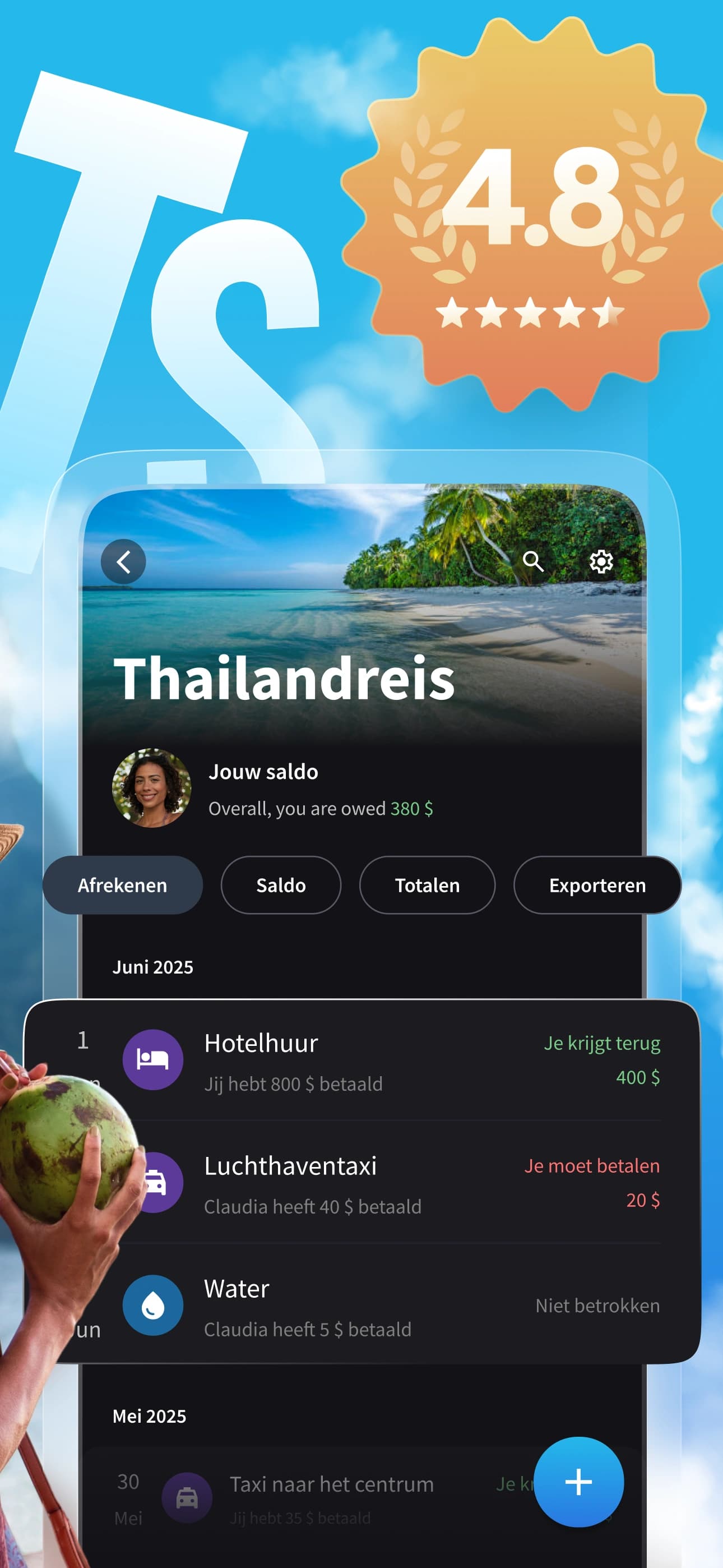 Splital heeft een gemiddelde beoordeling van 4,8 van 5