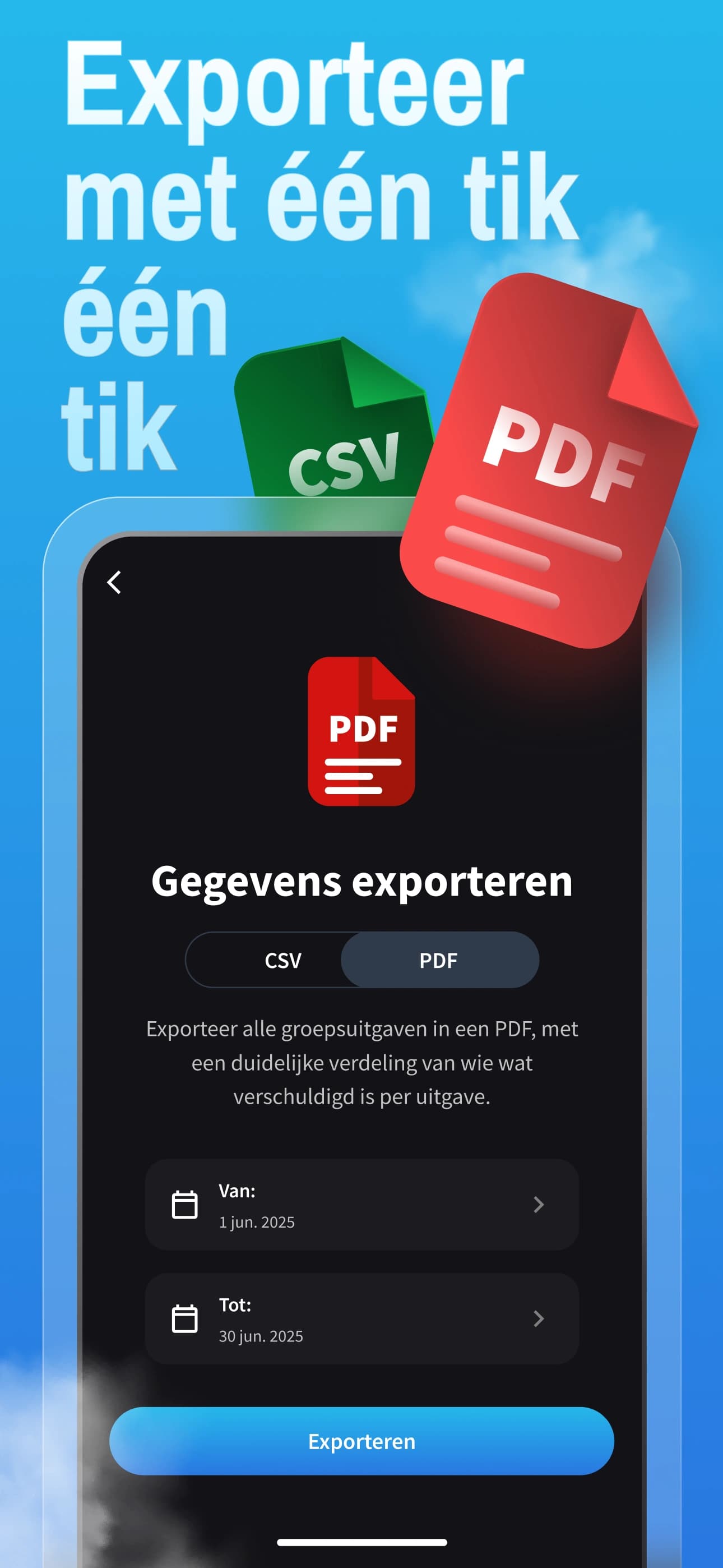 Exportfunctie naar PDF/CSV