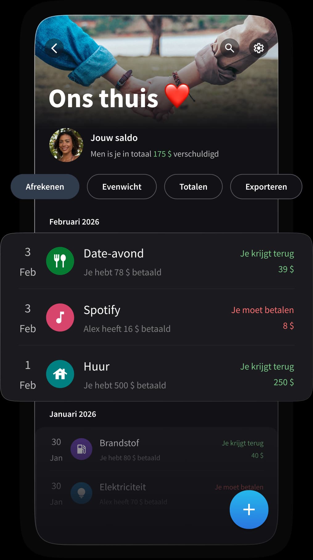 Een koppel dat samen hun gedeelde uitgaven beheert.