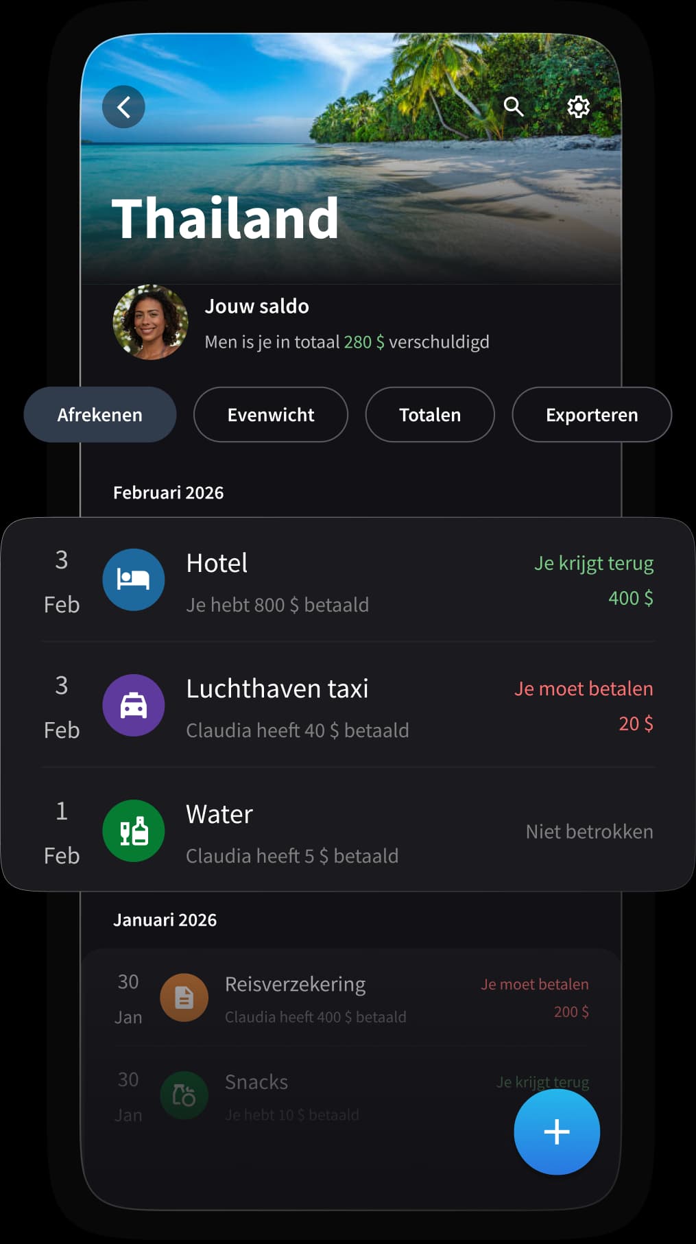 Vrienden die samen de kosten verdelen tijdens een reis.