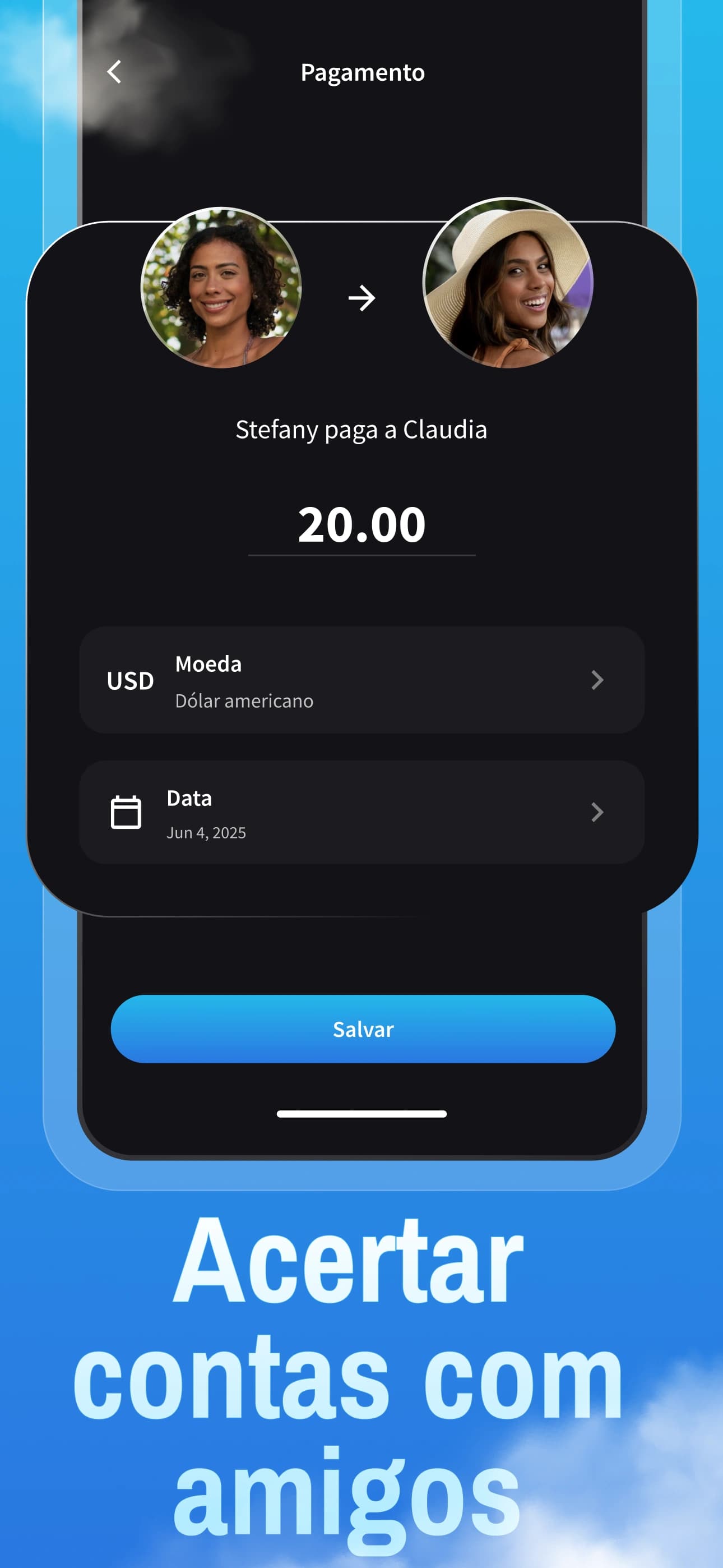 Tela de acerto de contas