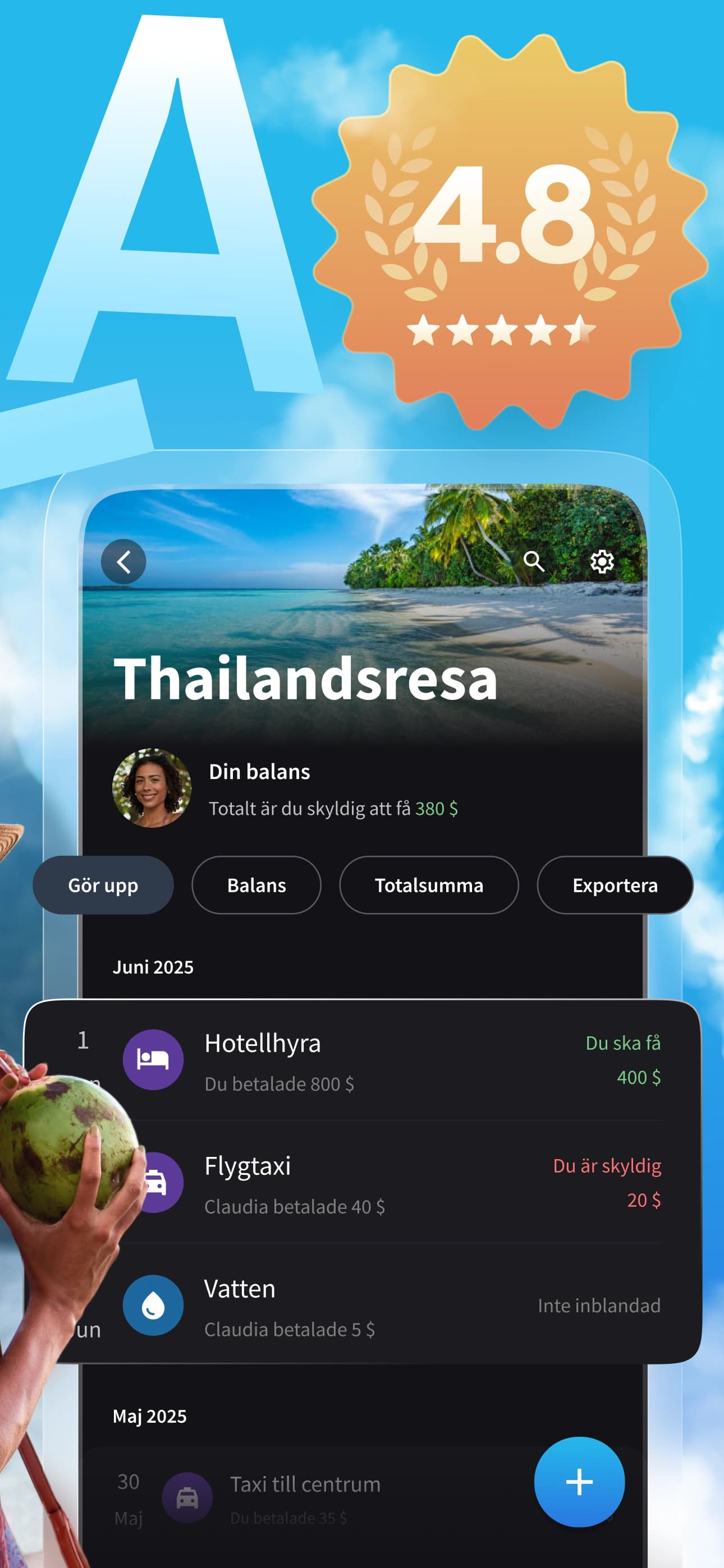 Splital har ett genomsnittligt betyg på 4,8 av 5