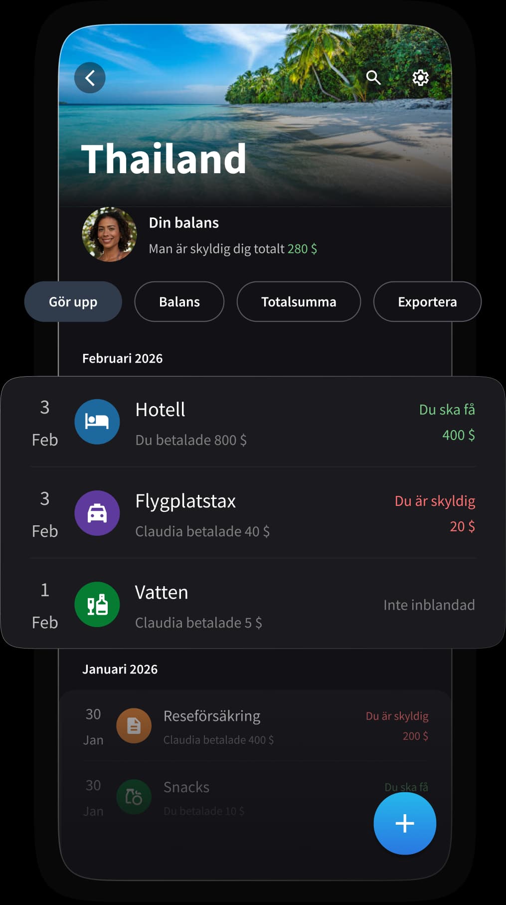 Vänner som delar utgifter under en resa tillsammans.