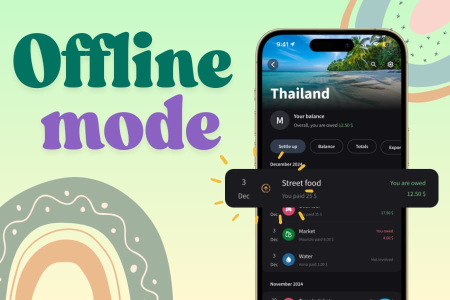 Adding an expense in Splital without internet connection.