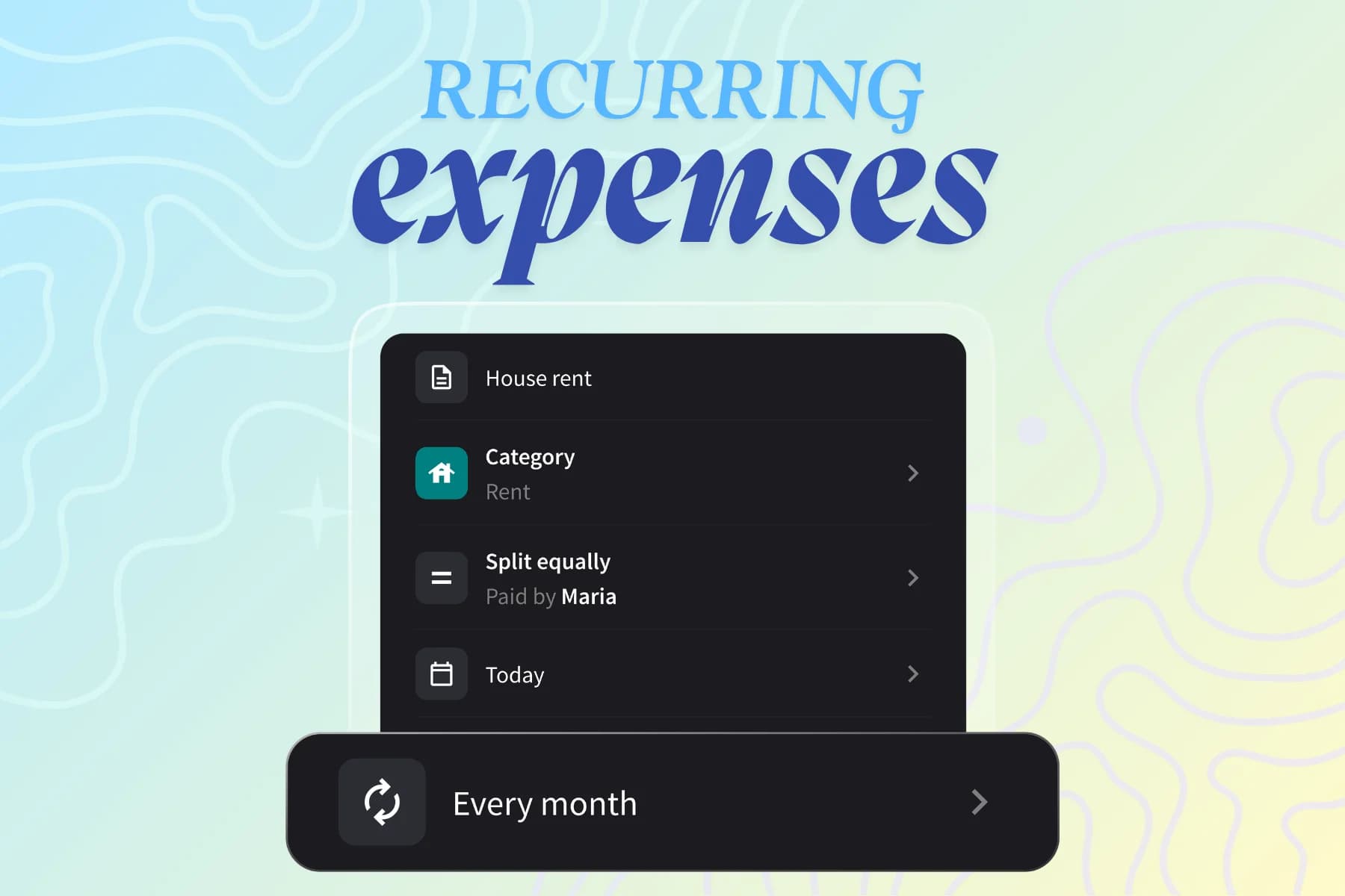 Set an expense to repeat automatically in Splital.