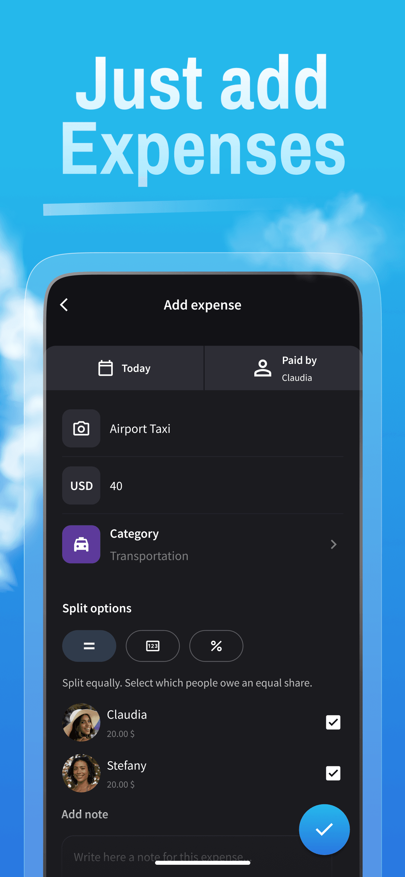 Add expenses screen