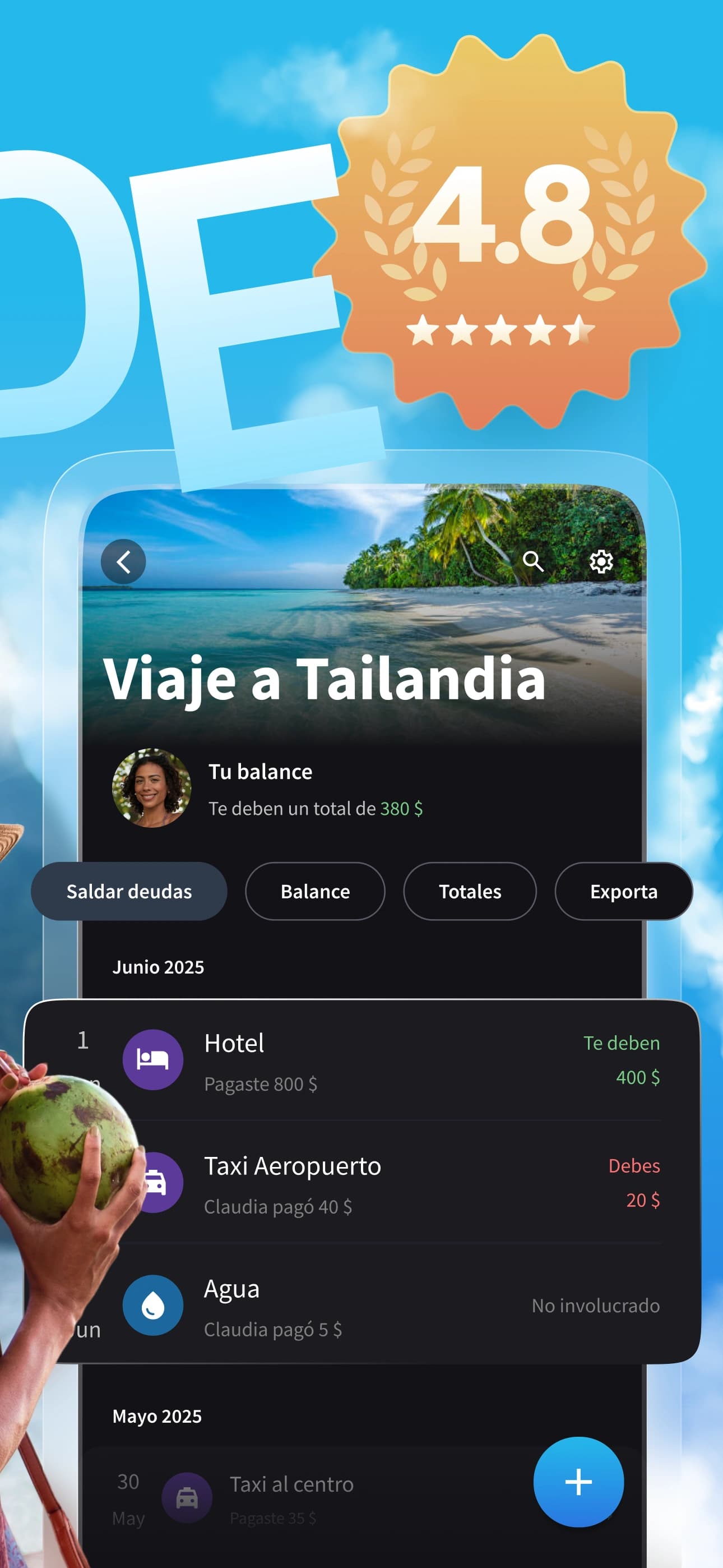 Splital tiene una valoración promedio de 4.8 sobre 5