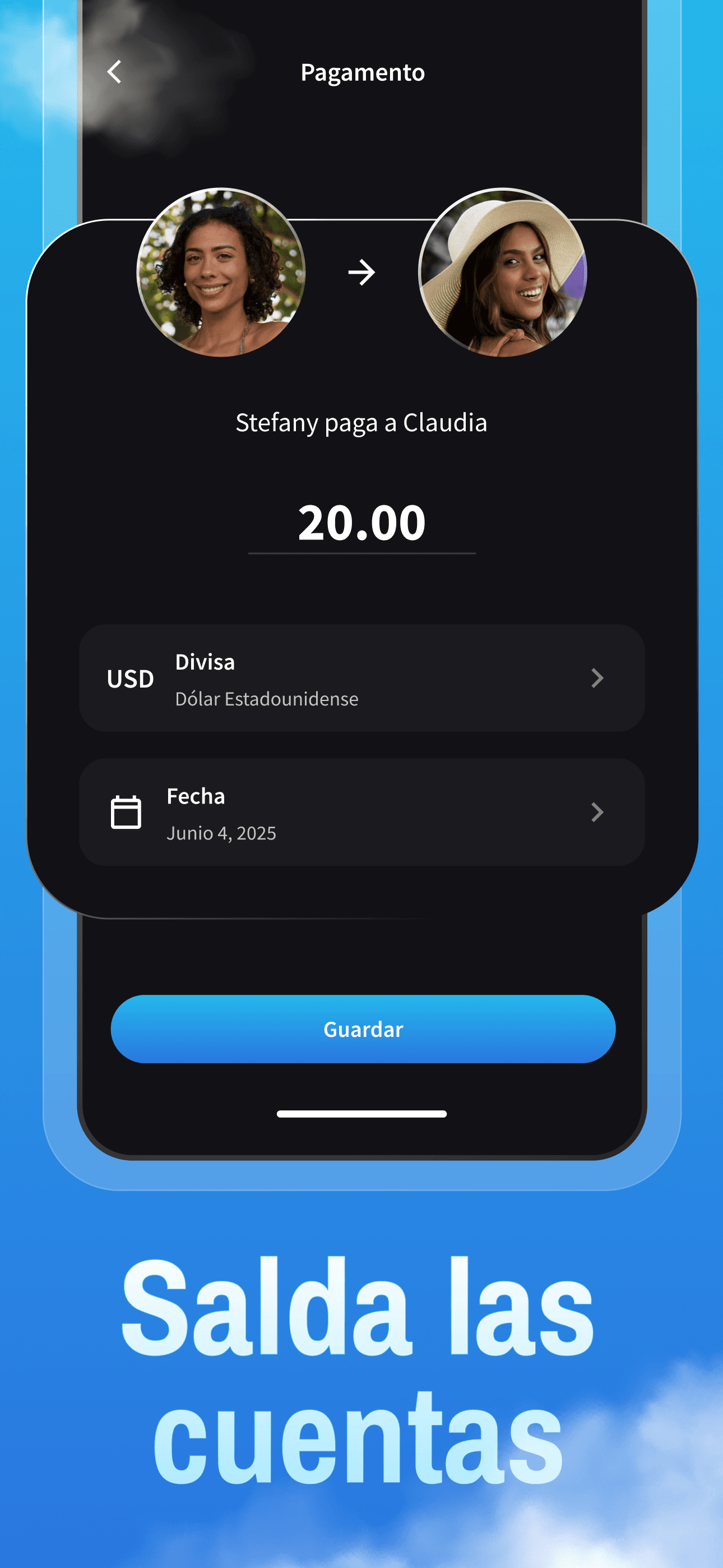Pantalla de liquidación de gastos