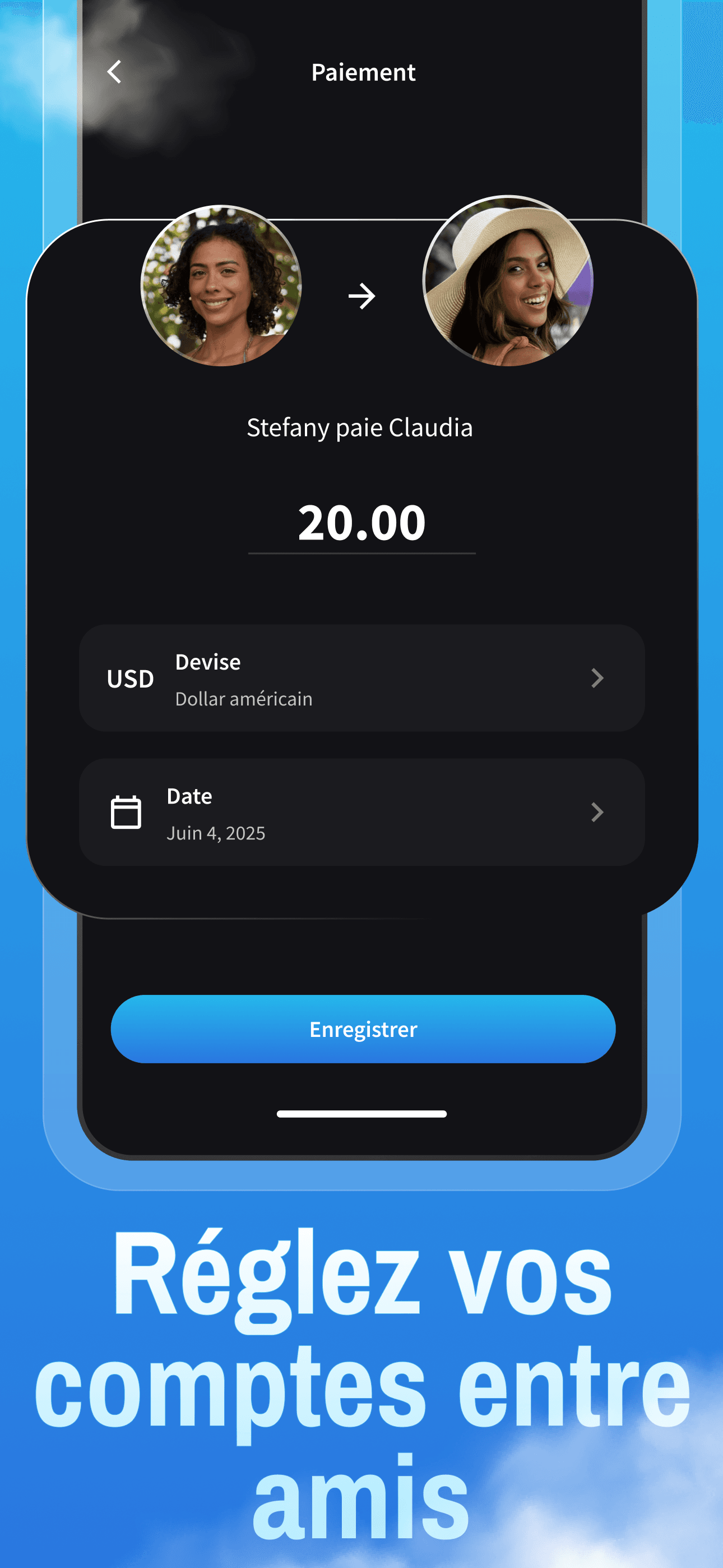 Écran de règlement des comptes