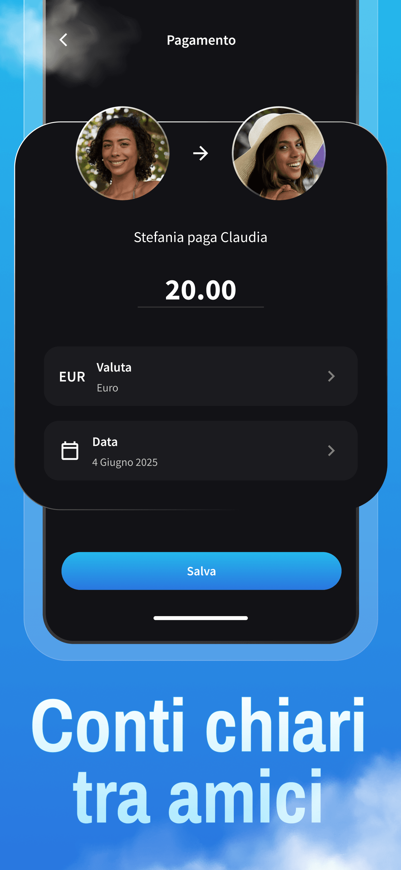 Schermata per ripagare i debiti