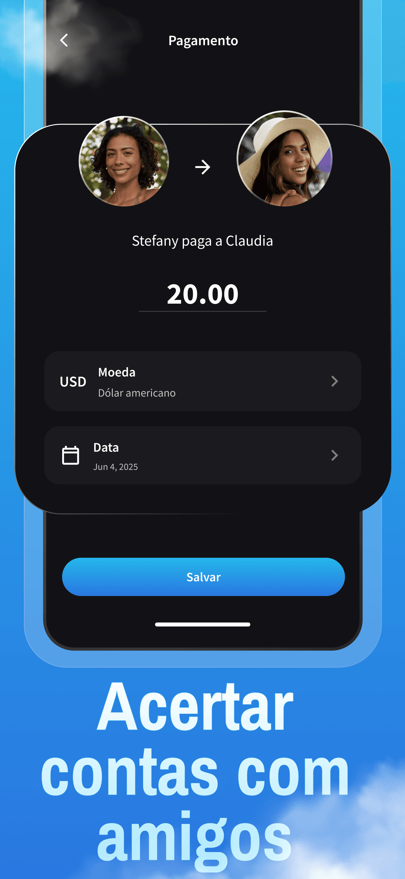 Tela de acerto de contas