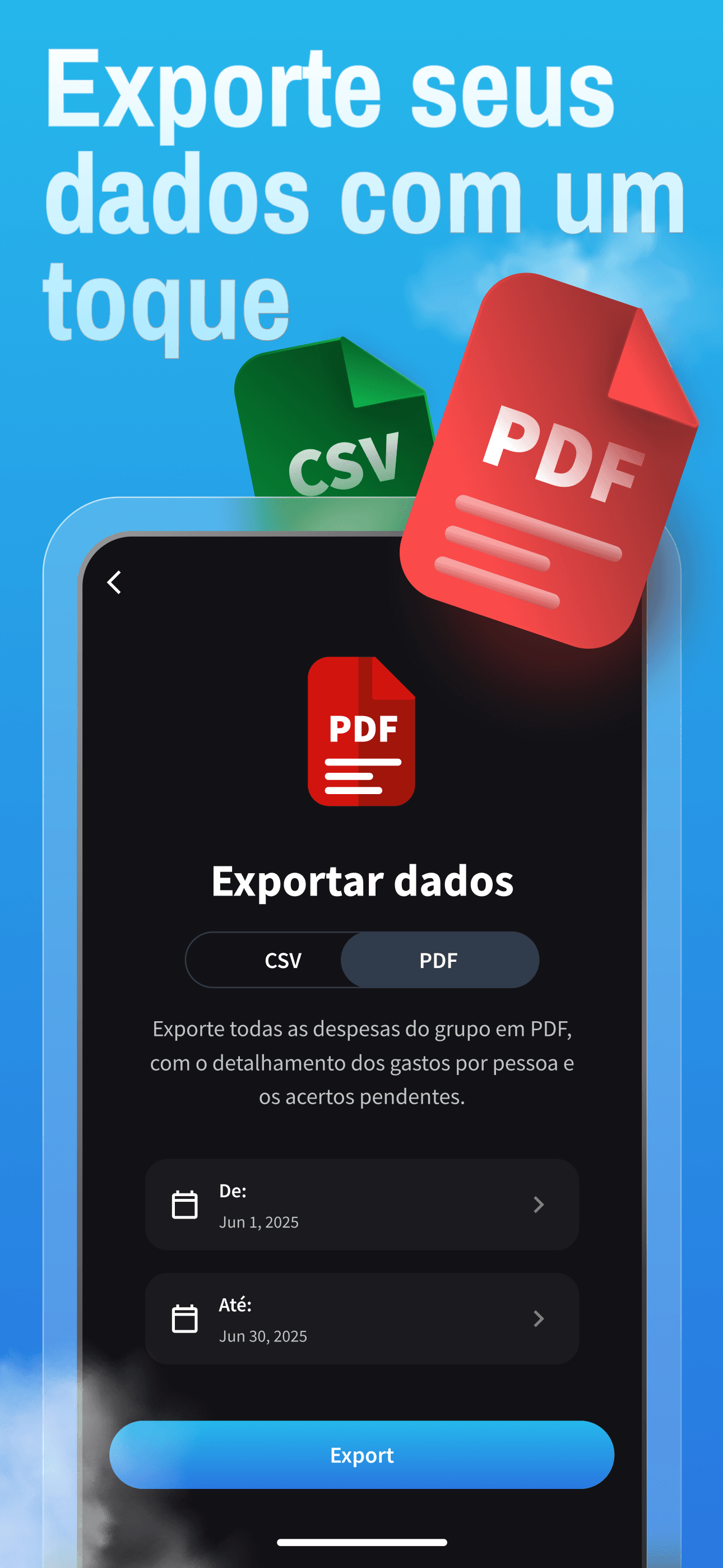 Recurso de exportação para PDF/CSV